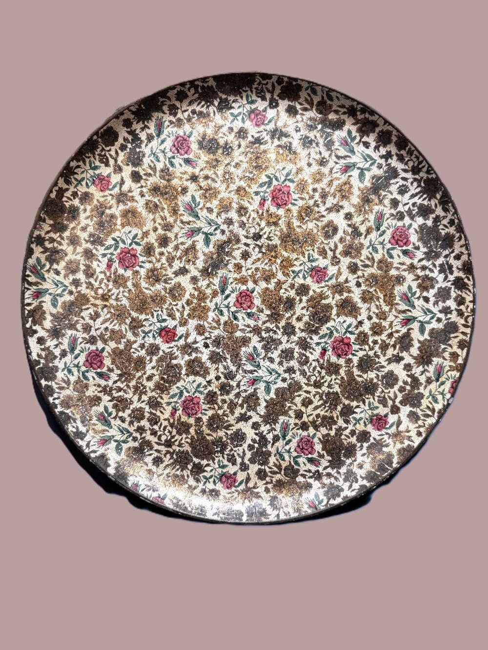 Viking Import Papier-Mâché Floral Chintz Serving Tray, Japan, Vintage Circa 1955
